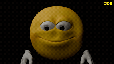 A Yellow Smiley Face With White Hands And The Word Joe On The Bottom Right GIF