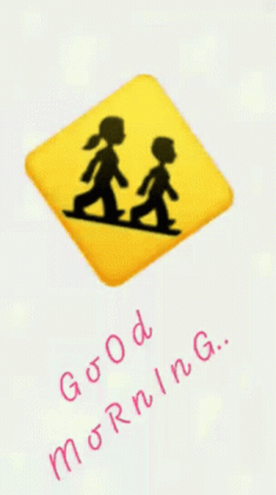 A Yellow Square With A Silhouette Of Two People On It And The Words " Walking " Below It GIF