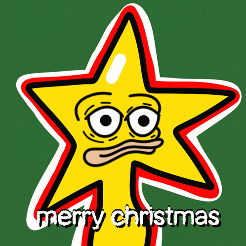 A Yellow Star With A Face And The Words Merry Christmas Written Below It GIF