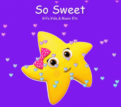 A Yellow Star With A Pink Bow Is Surrounded By Hearts And Says So Sweet GIF