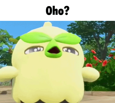 Yellow Stuffed Animal With Green Leaves And Oho Above GIF
