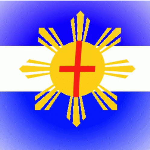 A Yellow Sun With A Red Cross In The Middle GIF