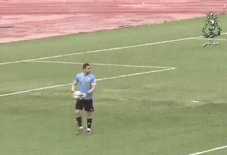 A Yellow Van Is Parked On The Side Of A Soccer Field . GIF