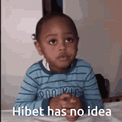 A Young Boy In A Blue Striped Shirt With The Words Hibet Has No Idea On The Bottom GIF