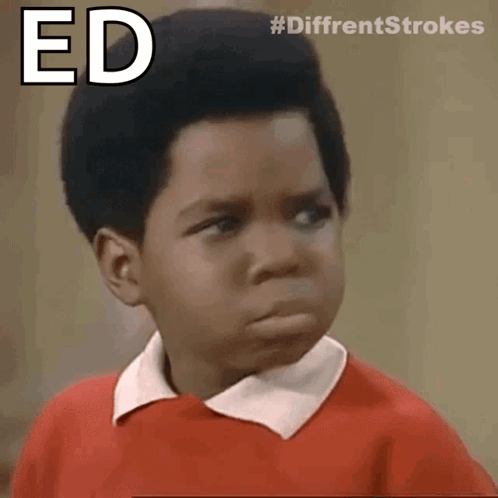 Boy Making Face With Ed Above In Red Shirt GIF