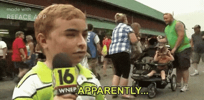 A Young Boy Is Holding A Microphone In Front Of A Crowd Of People And Says `` Apparently '' . GIF