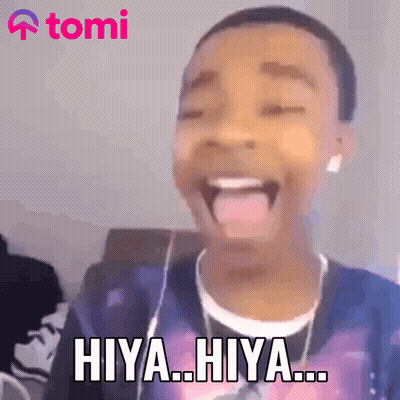 A Young Boy Is Making A Funny Face And Says Hiya Hiya ... GIF