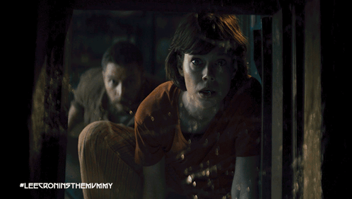 A Young Boy Is Screaming In A Dark Room With The Hashtag #Leetroninthemummy GIF