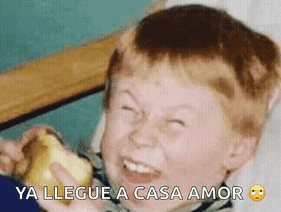 A Young Boy Making A Face With The Words Ya Llegue A Casa Amor GIF