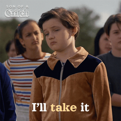 A Young Boy Says I 'Ll Take It In Front Of A Crowd GIF