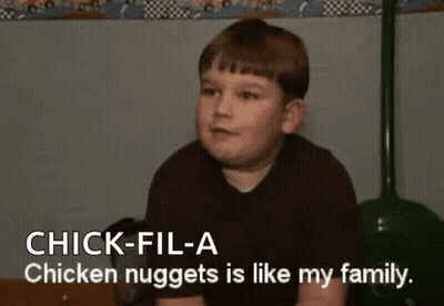 A Young Boy Says That Chicken Nuggets Is Like My Family GIF