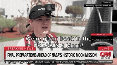 A Young Boy Wearing A Nasa Hat Is On Cnn GIF