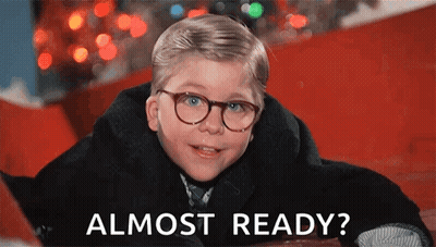 A Young Boy Wearing Glasses Is Laying Down With The Words " Almost Ready " Below Him GIF
