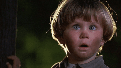 A Young Boy With A Surprised Look On His Face And The Word Yep Written Below Him GIF