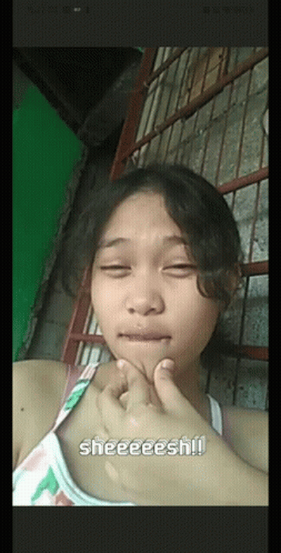 A Young Girl Is Making A Funny Face With The Words Sheeeesh Written On The Bottom GIF