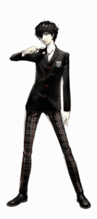 A Young Man In A Suit And Plaid Pants Is Standing On A White Background GIF