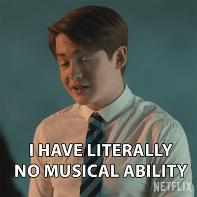 A Young Man In A White Shirt And Tie Says I Have Literally No Musical Ability GIF
