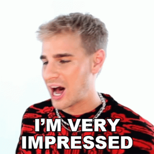 A Young Man Is Making A Funny Face And Saying I 'M Very Impressed . GIF