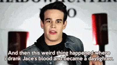 A Young Man Is Talking About A Weird Thing That Happened Where He Drank Jace 'S Blood GIF