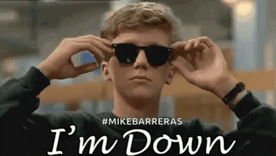 A Young Man Is Wearing Sunglasses And Says `` I 'M Down '' In The Background . GIF