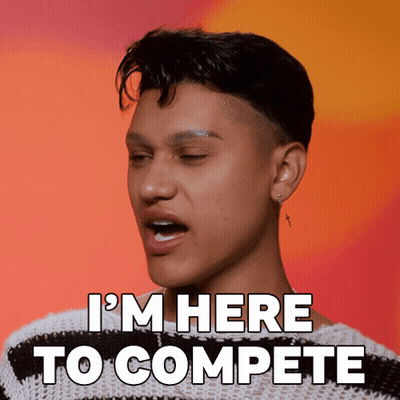A Young Man Says " I 'M Here To Compete " With His Mouth Open GIF