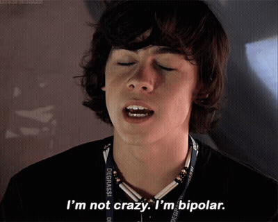 A Young Man Says I 'M Not Crazy I 'M Bipolar While Wearing A Degrassi Lanyard Around His Neck GIF