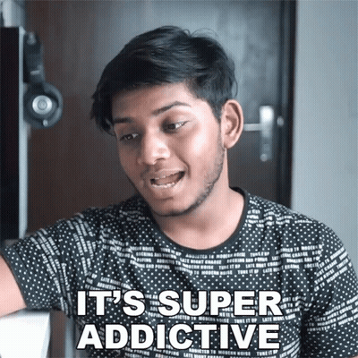 A Young Man Says It 'S Super Addictive While Wearing A Black Shirt GIF