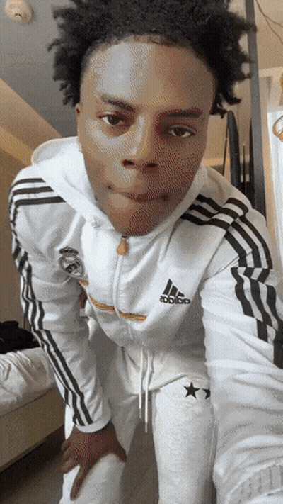 A Young Man Wearing A White Adidas Hoodie GIF