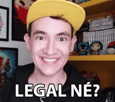 A Young Man Wearing A Yellow Hat Is Smiling And Asking " Legal Ne " GIF