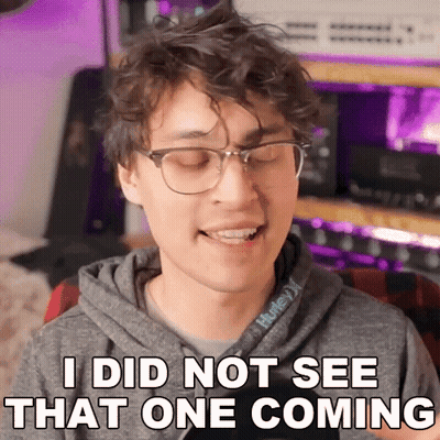 A Young Man Wearing Glasses And A Hurley Sweatshirt Says I Did Not See That One Coming GIF