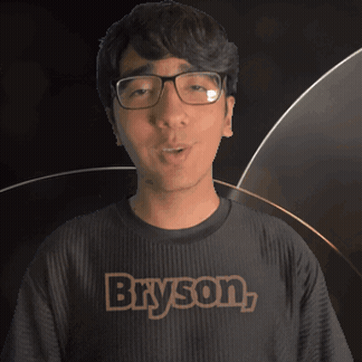 A Young Man Wearing Glasses And A Shirt That Says Bryson On It GIF
