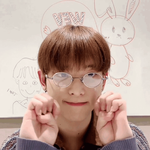 A Young Man Wearing Glasses Making A Heart With His Hands GIF