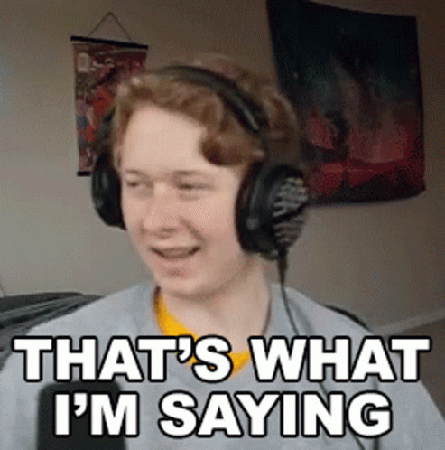 A Young Man Wearing Headphones Is Smiling And Says `` That 'S What I 'M Saying '' . GIF
