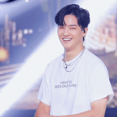 A Young Man Wears A White Shirt That Says Have You Seen Our House GIF