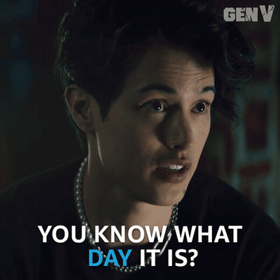 A Young Man With A Pearl Necklace Is Asking You Know What Day It Is GIF