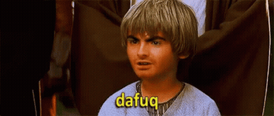 A Young Man With A Wig On His Head Is Talking To Someone And The Word Dafuq Is On The Screen . GIF