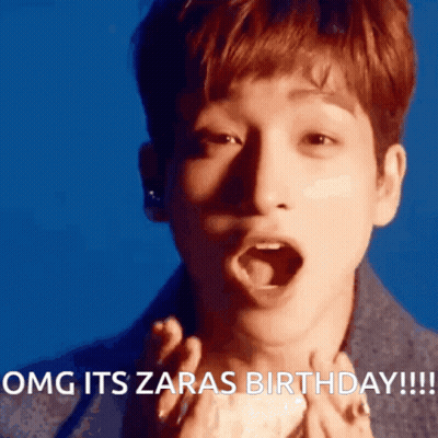 A Young Man With His Mouth Open And The Words Omg Its Zara 'S Birthday GIF