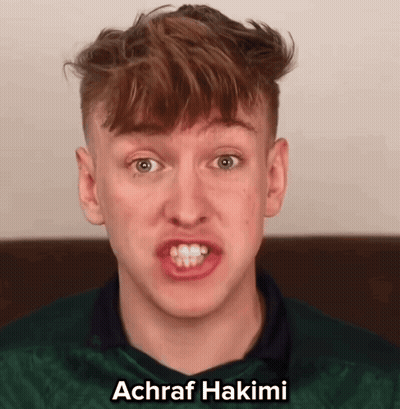 A Young Man With The Name Achraf Hakimi Written On His Shirt GIF