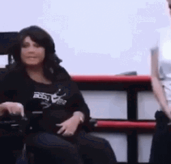Abby Lee Miller Rides Electric Wheel Chair GIF