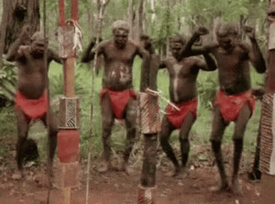 Aboriginal Men Dancing In Woods GIF