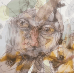 Abstract Disfigured Face Sketch Fine Art GIF
