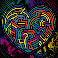 Abstract Heart Colorful Optical Illusion GIF