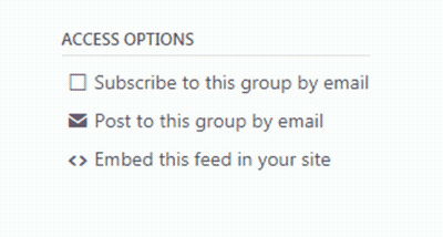 Opciones de acceso suscribirse publicación incrustar feed GIF