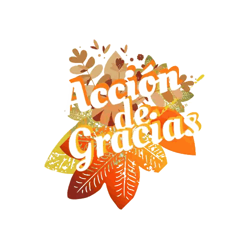 Accion De Gracias Sign With Leaves Sticker
