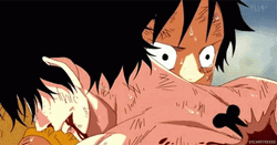 Ace Hugging Luffy GIF