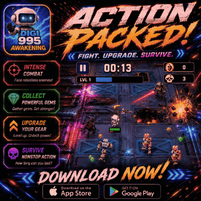 Action Packed Game Advertisement With Robot GIF