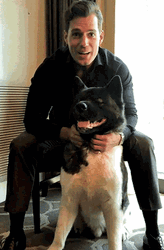 Actor Henry Cavill Sitting With Dog Kal  GIF
