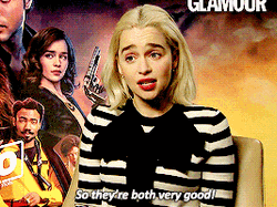 Actress Emilia Clark Praising Star Wars Co-Actors GIF