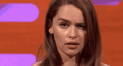 Actress Emilia Clarke Raising Eyebrow Funny Reaction GIF