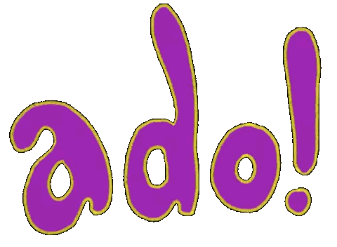 Ado Written In Purple And Gold Sticker
